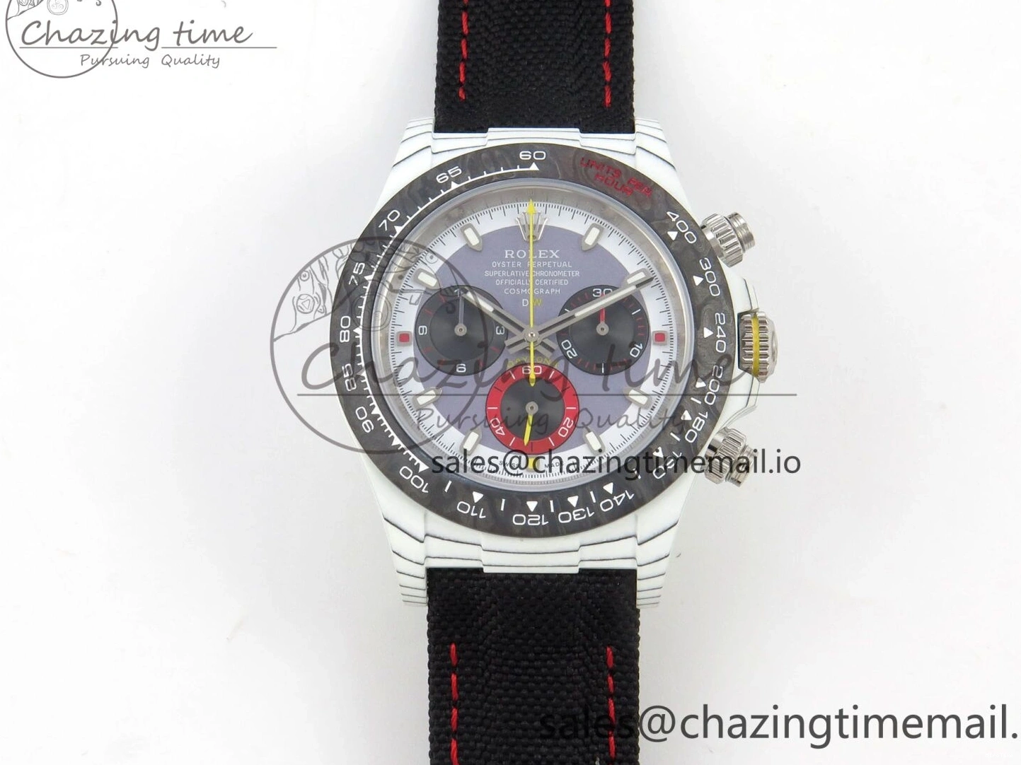 MiroTime 0227 Daytona DIW Carbon Case and Bezel DIWF Edition Grey White Dial on Black Nylon Strap A AllSeason 72